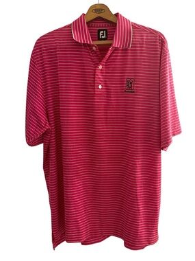 FootJoy Men's Pink Striped Performance Polo TPC
